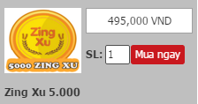 MUA ZING XU GIÁ RẺ QUA VISA, MASTERCARD