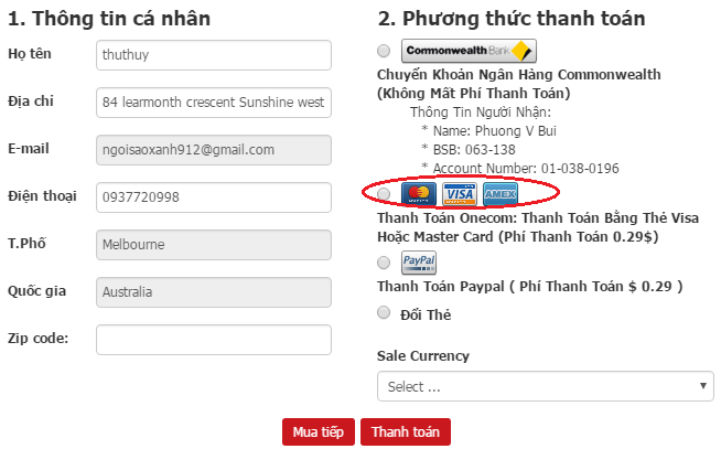 MUA THẺ VCOIN CỦA VTC QUA VISA, MASTERCARD