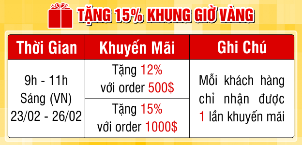 Giờ Vàng Tháng 2 - Tặng 15%