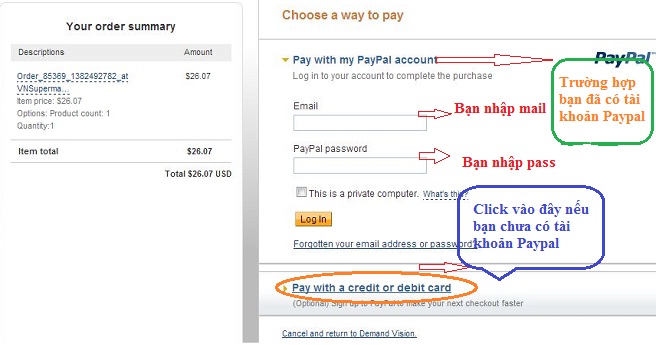 Cách mua thẻ điện thoại qua Paypal hoặc Credit card, Debit card
