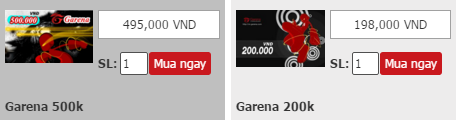 Mua thẻ Garena siêu rẻ qua Visa hay Mastercard