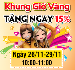Khung giờ vàng - Tặng ngay 15%