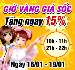 Giờ Vàng Giá Sốc - Tặng Ngay 15%