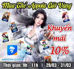 Mua thẻ Appota giờ vàng - Khuyến mãi 10%