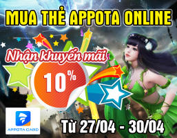 Mua thẻ Appota online – Nhận khuyến mãi 10%
