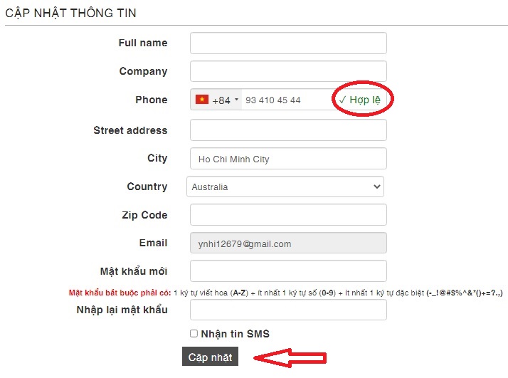 Hướng Dẫn Khách Hàng Xác Thực Số Điện Thoại Khi Mua Hàng Tại Trumthe.com